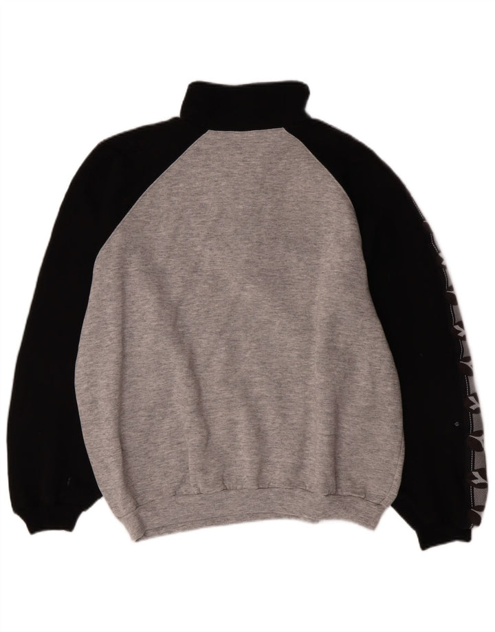 Pulover pentru bărbați Diadora, cu fermoar, cu gât, din bumbac color bloc mare, gri