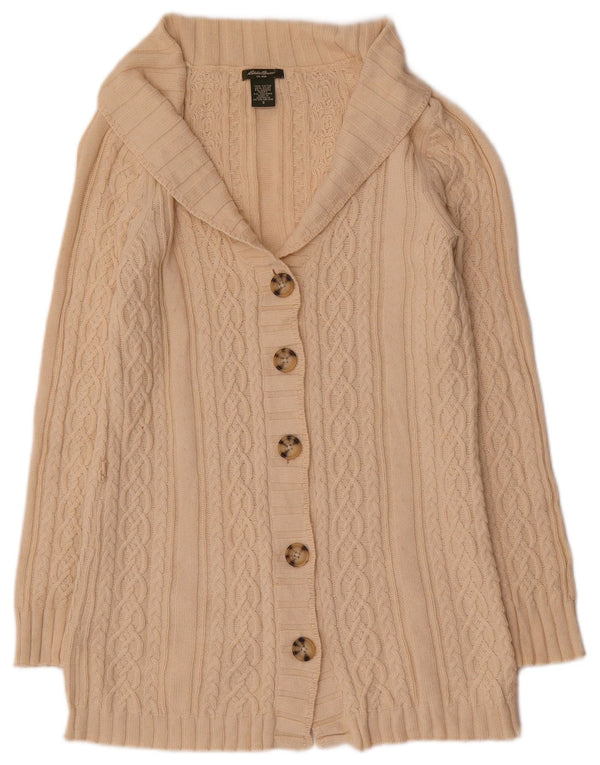 Pulover cardigan cu paragate Eddie Bauer pentru femei UK 10 mic, bej, bumbac