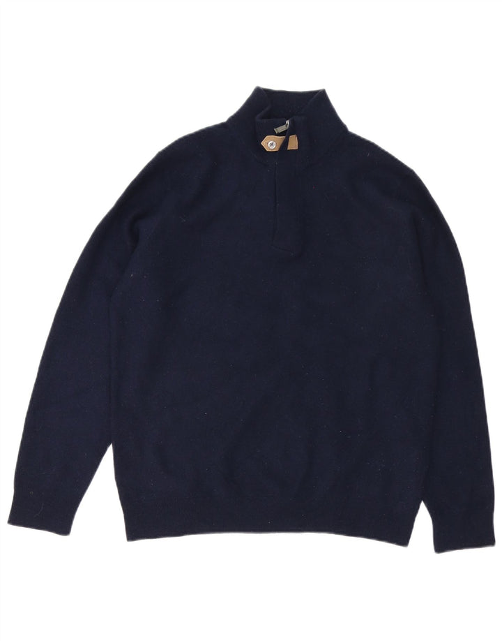 Pulover Massimo Dutti pentru bărbați, cu fermoar, cu gât, lână medie, albastru