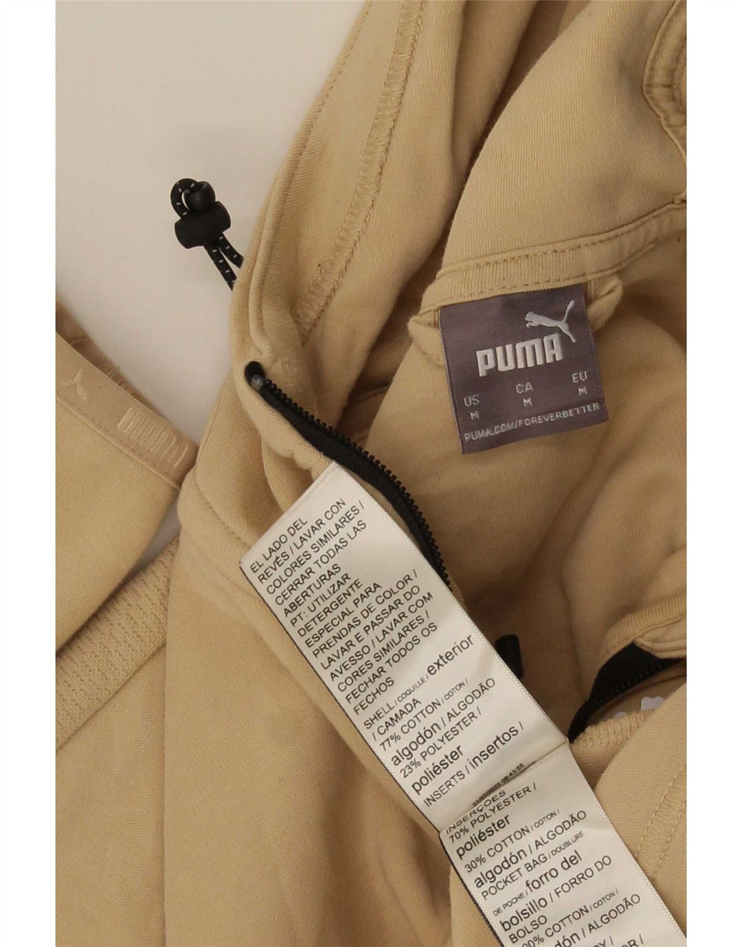 Pulover Puma pentru bărbați, cu fermoar, bumbac, bej mediu