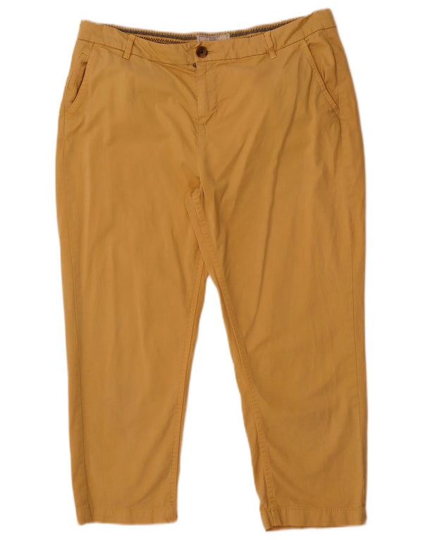 Pantaloni Capri Fat Face pentru femei UK 14 Large W34 L23 Yellow Bumbac
