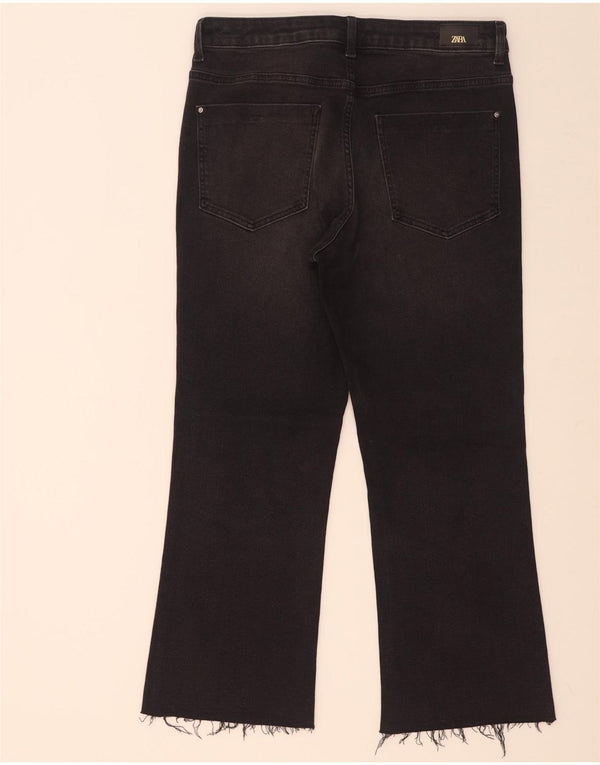 Blugi Zara pentru femei Crop Bootcut EU 42 Large W32 L26 Bumbac negru