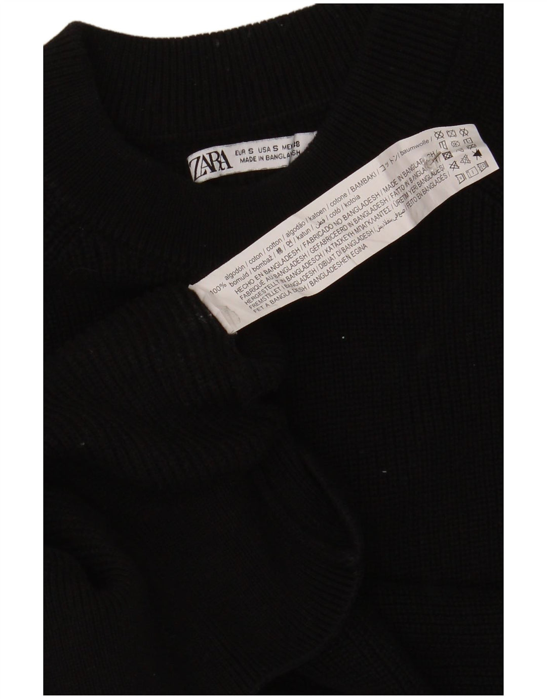 Pulover pentru bărbați Zara, cu decolteu, mic, negru, bumbac