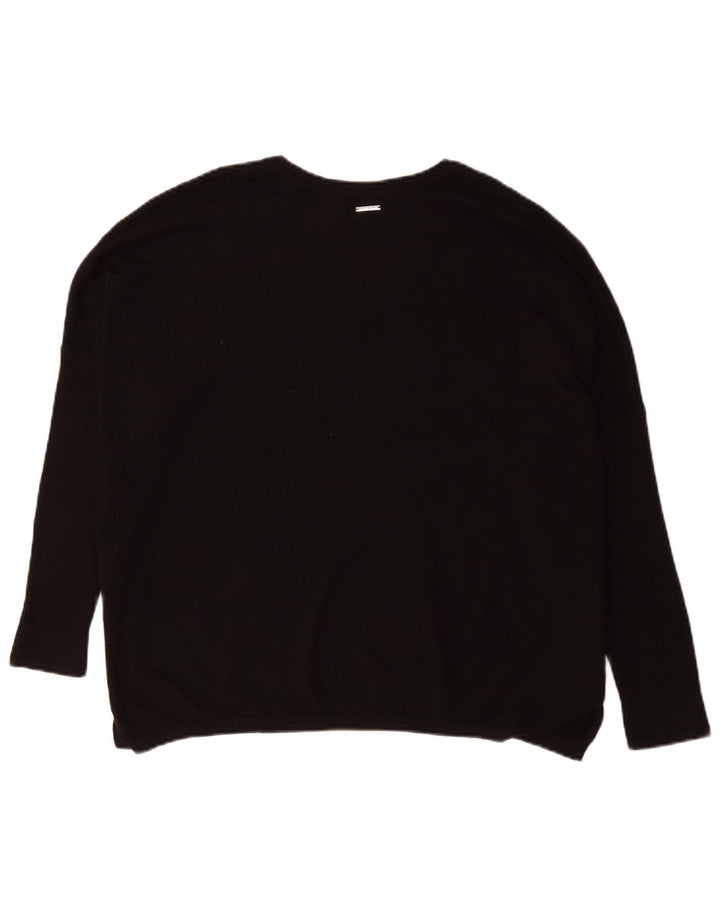 Dkny Pulover oversized cu decolteu în V cu grafic pentru femei UK 16 Large Black