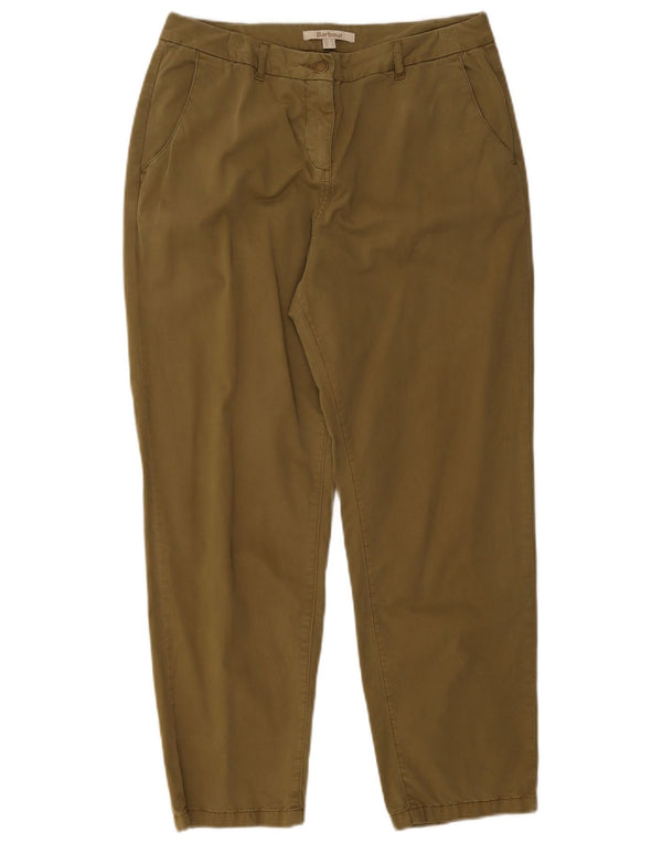 Pantaloni chino conici pentru femei Barbour UK 12 Medium L30 L26 Kaki Bumbac