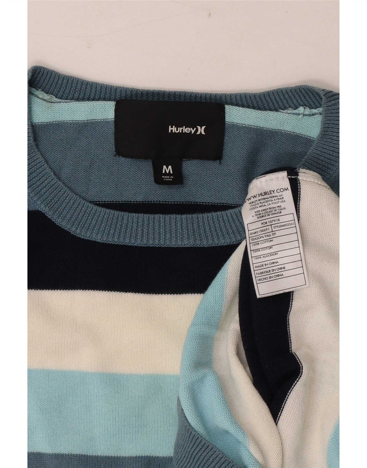 Pulover Hurley pentru bărbați cu gât roșu, bumbac cu dungi medii, multicolore