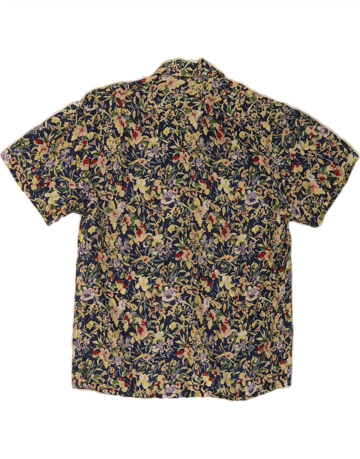 CEZAR Womens Oversized Shirt Blouse UK 10 Small Navy Blue Floral Vintage Cezar and Second-Hand Cezar from Messina Hembry 