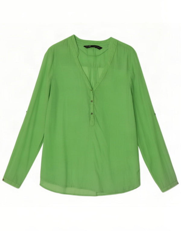 Zara Womens Long Sleeve Blouse Top UK 6 XS Green