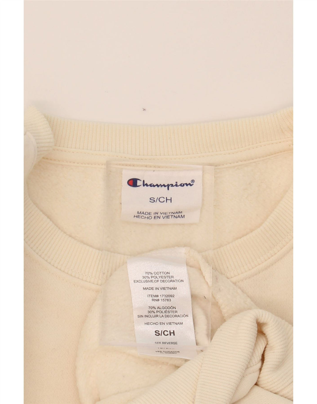 CHAMPION Mens Sweatshirt Jumper Small Beige Cotton Vintage Champion and Second-Hand Champion from Messina Hembry 