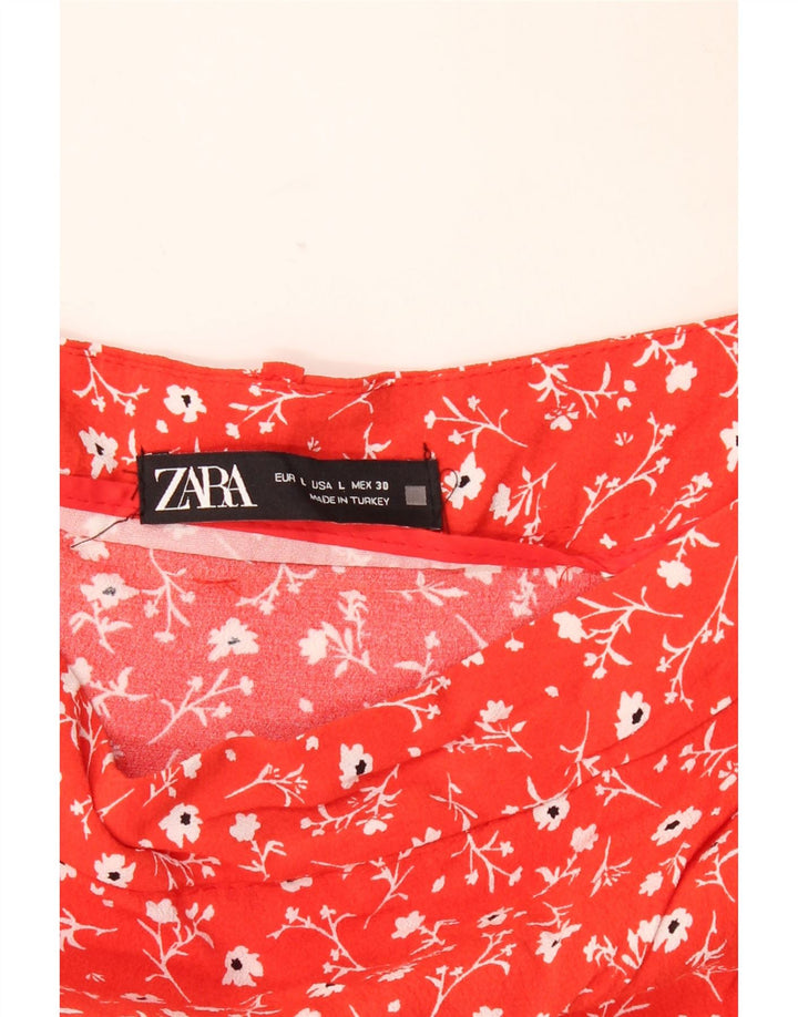 Skort pentru femei ZARA UK 14 mare, roșu, floral