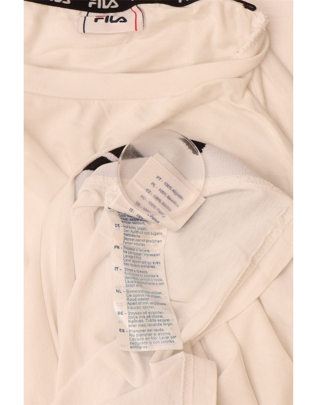 Top grafic pentru bărbați FILA cu mânecă lungă, mare, alb, din bumbac color bloc