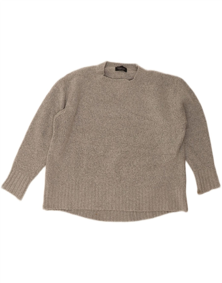 Pulover supradimensionat pentru femei Zara, cu gâtul turn, UK 10, gri mic