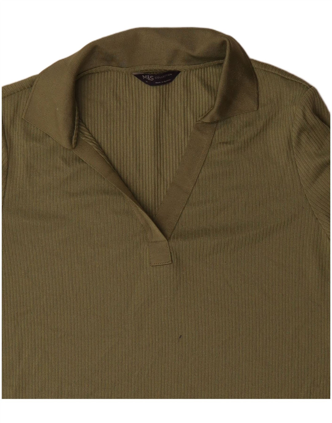 Tricou polo cu mânecă lungă pentru femei Marks & Spencer UK 14 Poliester verde mare
