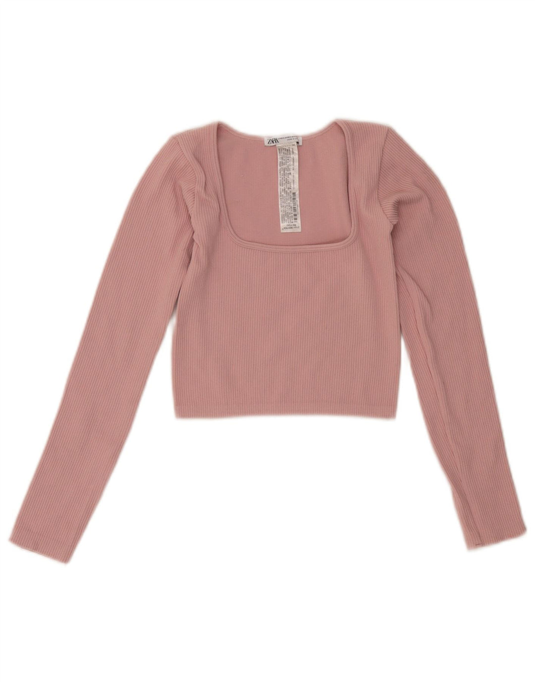 Crop Top pentru femei Zara cu mânecă lungă UK 4 XS roz poliamidă