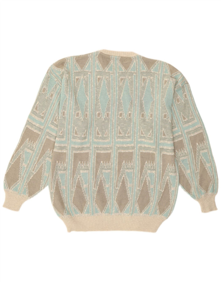 Pulover pentru bărbați Taifun, cu gât crew, bumbac geometric turcoaz mediu