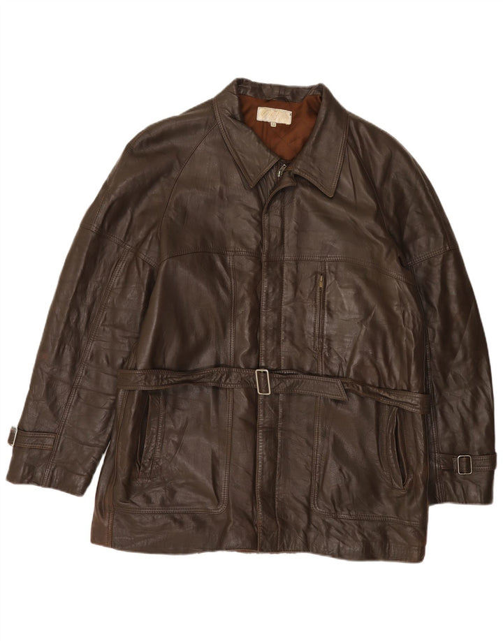Jachetă din piele vintage pentru bărbați IT 52 XL din piele maro