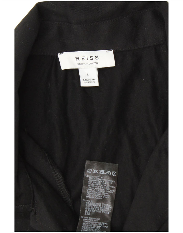 Cămașă cu mânecă scurtă pentru bărbați Reiss, bumbac negru mare