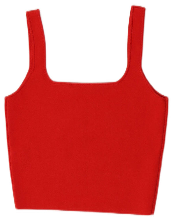 Top Crop pentru femei Zara UK 8 Poliester roșu mic