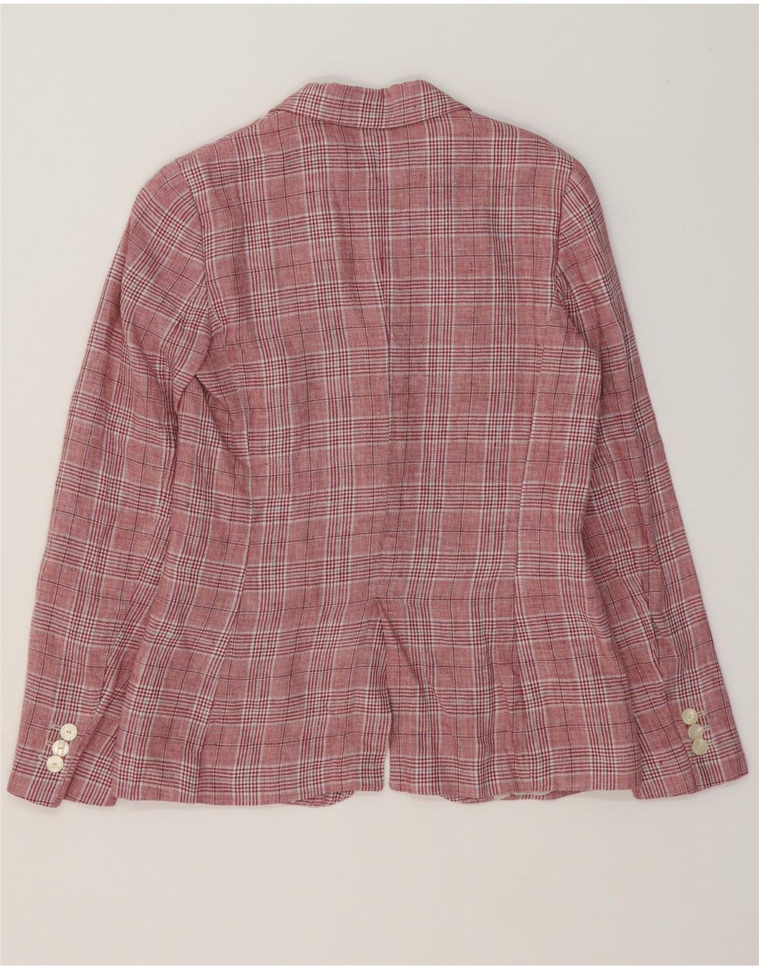 MASSIMO DUTTI Womens 1 Button Blazer Jacket EU 36 XS Burgundy Check Linen Vintage Massimo Dutti and Second-Hand Massimo Dutti from Messina Hembry 
