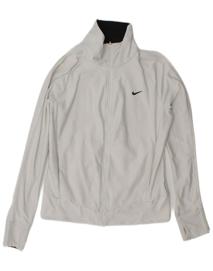 Jachetă de top pentru trening Nike Dri Fit pentru femei UK 14/16 Large White