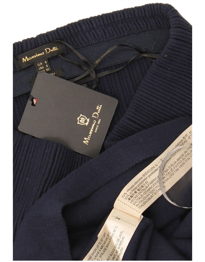 Massimo Dutti Fusta A-Line tricotată pentru femei Mic W26 Viscoză bleumarin