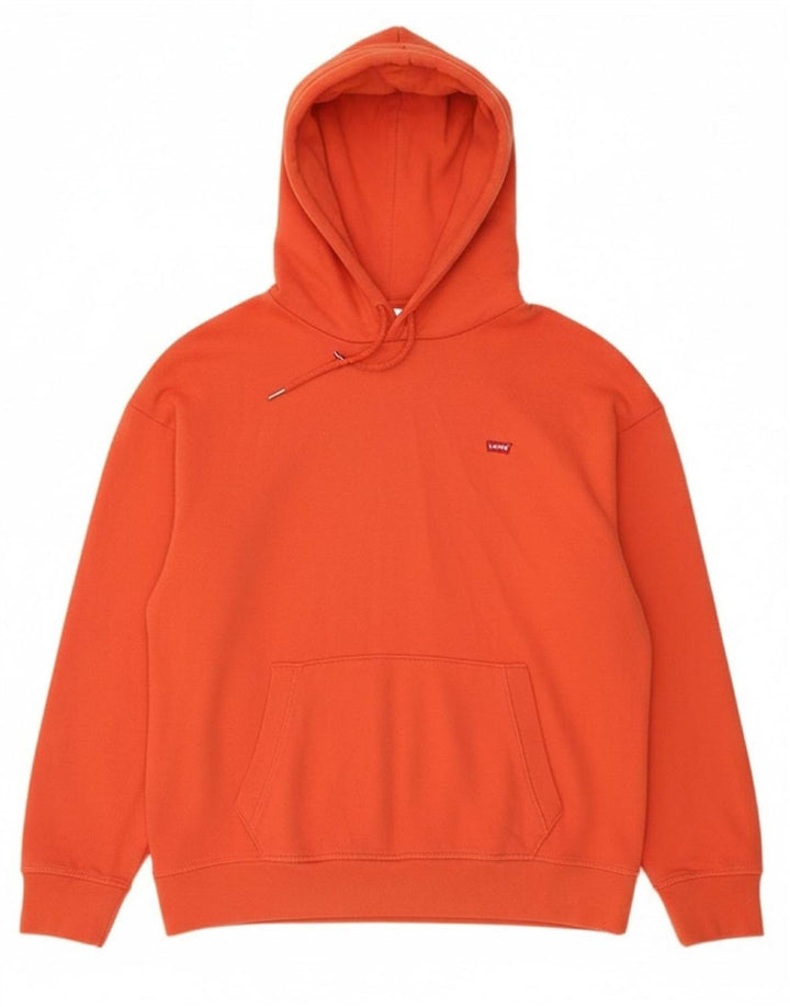 LEVI'S Womens Hoodie Jumper UK 14 Medium Red Cotton