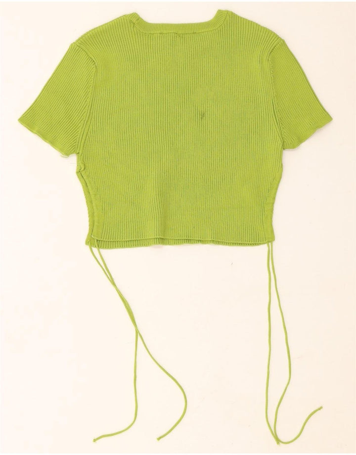 ZARA Womens Crop Blouse Top UK 8 Small Green Vintage Zara and Second-Hand Zara from Messina Hembry 