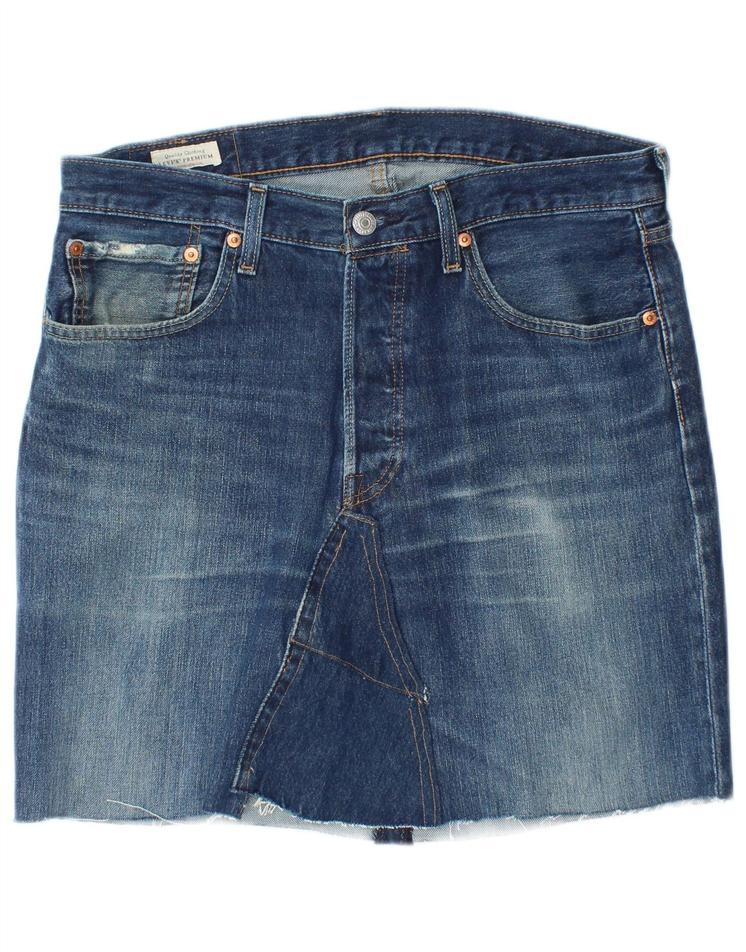 Fusta de blugi 501 pentru femei LEVI'S W32, bumbac albastru mare