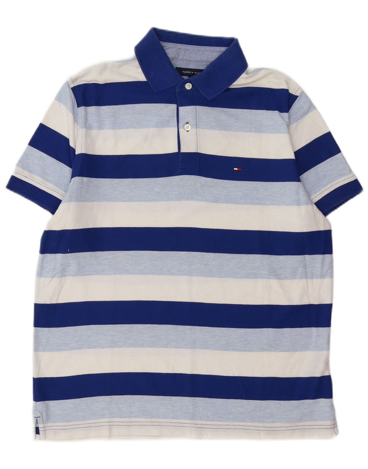 Tricou polo TOMMY HILFIGER pentru bărbați, bumbac cu dungi albastre medii