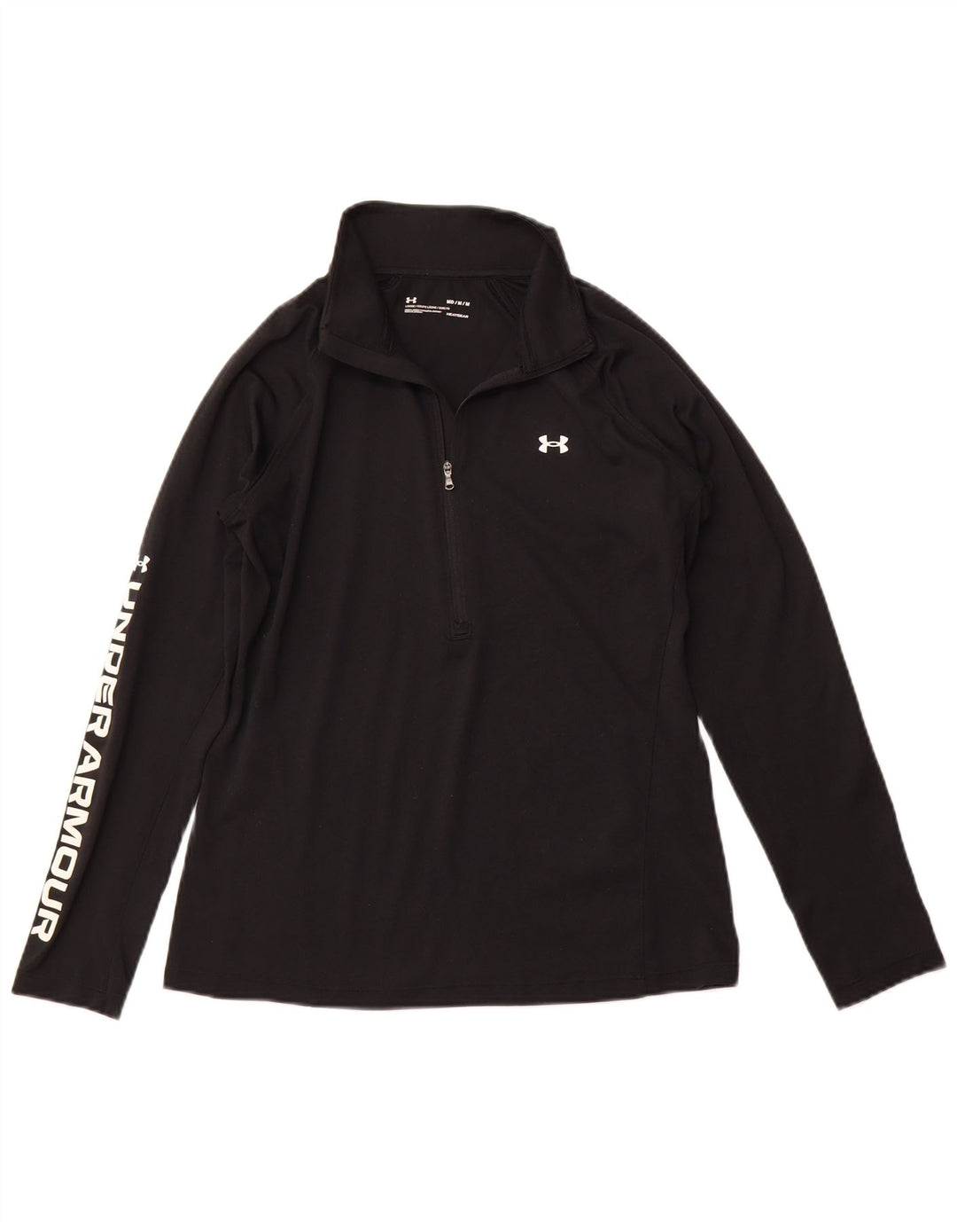 UNDER ARMOUR Top cu grafic pentru femei, cu fermoar, cu mânecă lungă, UK 14 Medium Negru