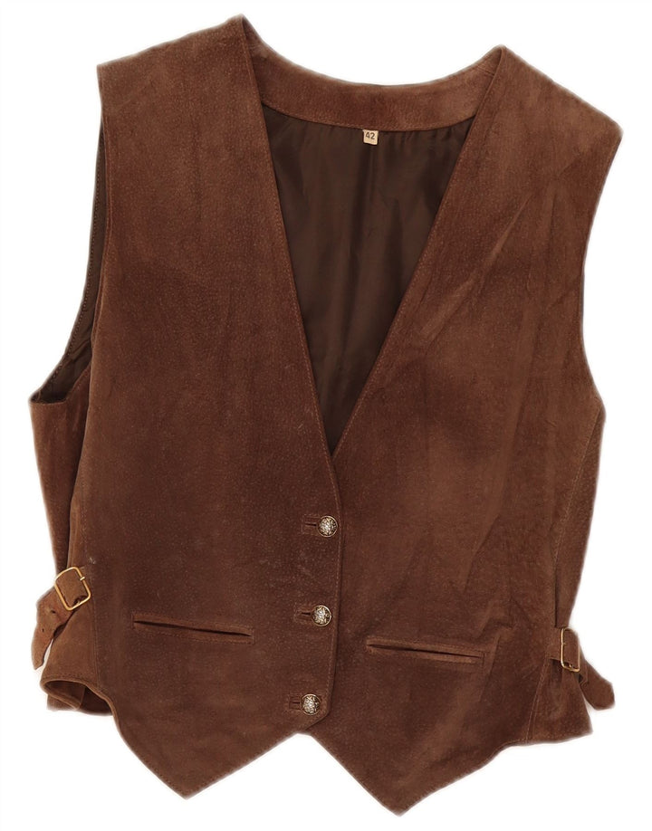 Vestă vintage de piele intoarsa pentru femei IT 42 Maro Mediu