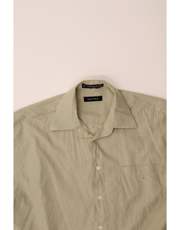 NAUTICA Mens Shirt SIze 15 Medium Khaki Cotton Vintage Nautica and Second-Hand Nautica from Messina Hembry 