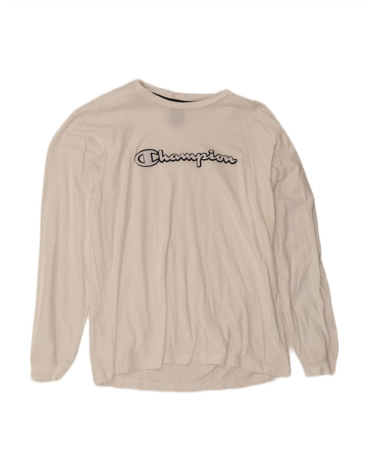 CHAMPION Mens Graphic Top Long Sleeve 2XL White Cotton