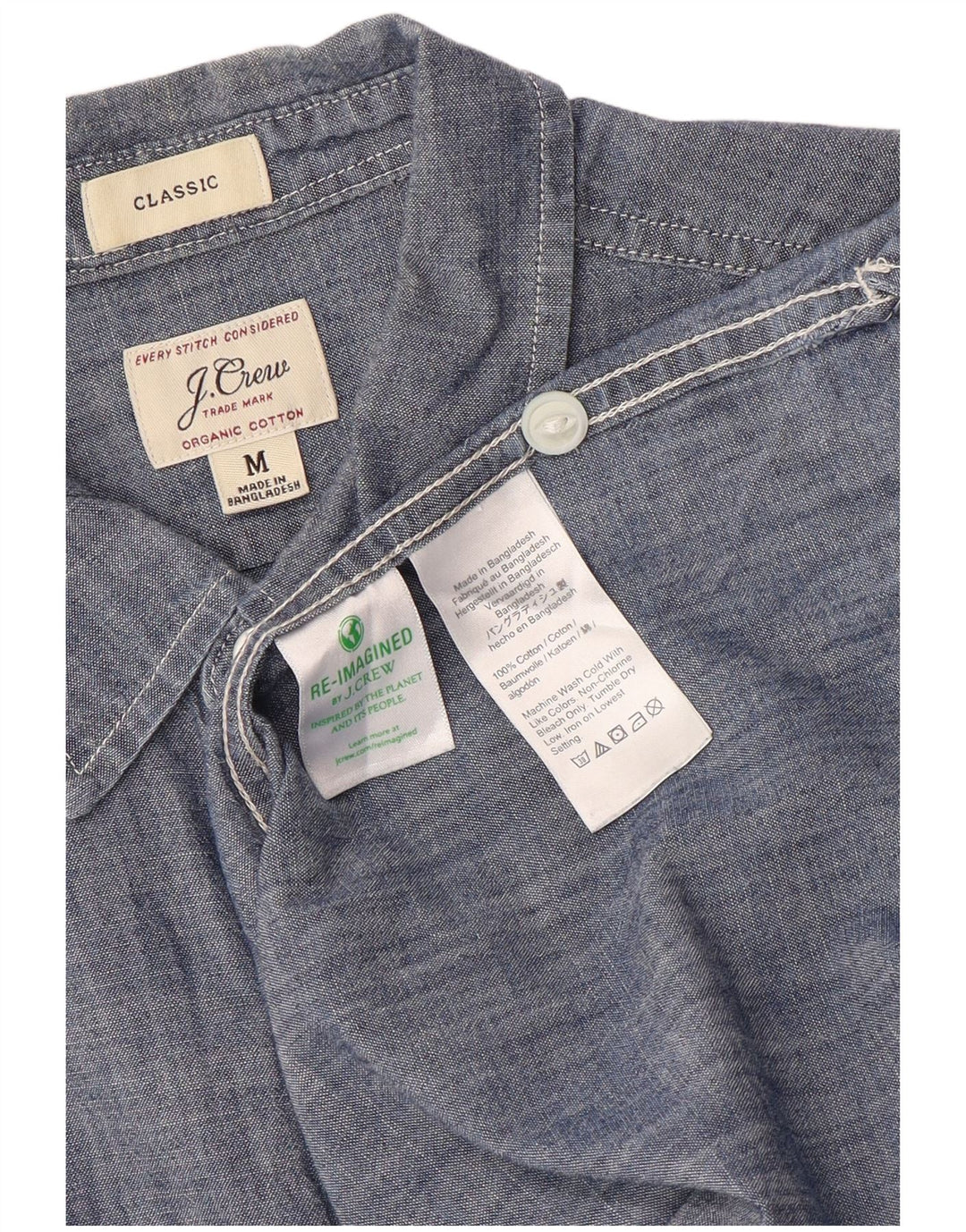 Cămașă clasică din denim pentru bărbați J. CREW, bumbac albastru mediu