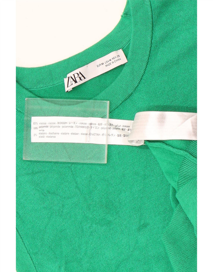 Zara Femei Vest Tank Top UK 12 Medium Green Viscose