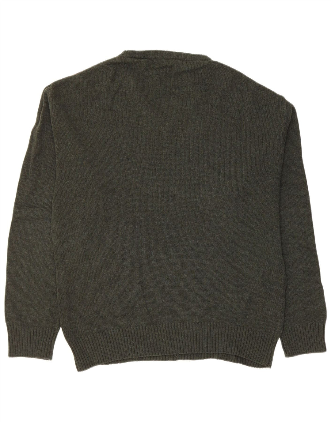 Pulover VINTAGE pentru bărbați, cu decolteu în V, din lână nouă verde mediu Argyle/Diamond