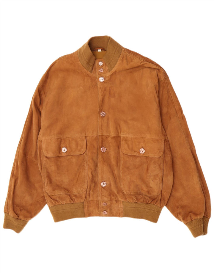 Jachetă Bomber Vintage pentru bărbați din piele intoarsa IT 52 XL din piele maro