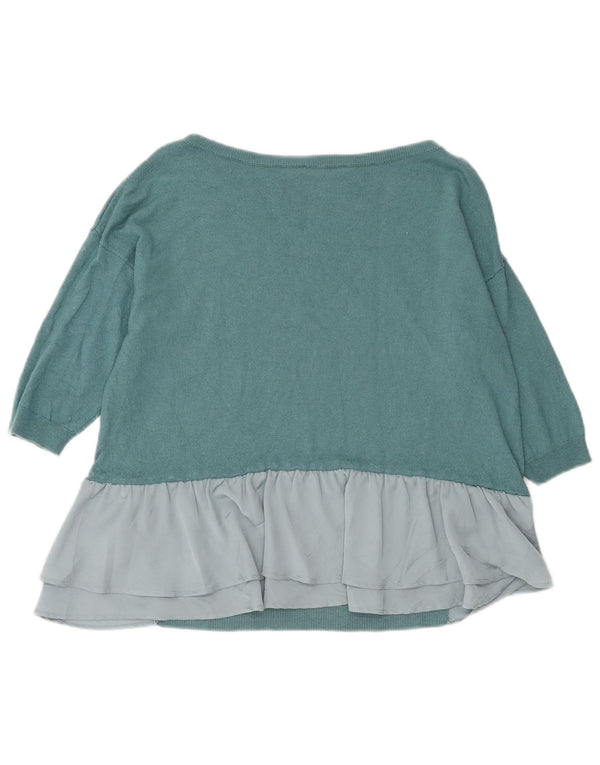 Pulover supradimensionat pentru femei Sisley, cu gât de barcă, UK 6 XS, albastru, bloc de culoare