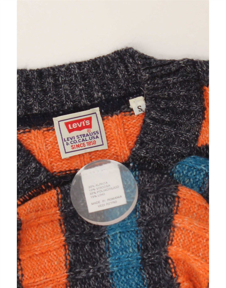 Pulover cu decolteu în V Levi's pentru bărbați din lână de alpaca cu dungi portocalii