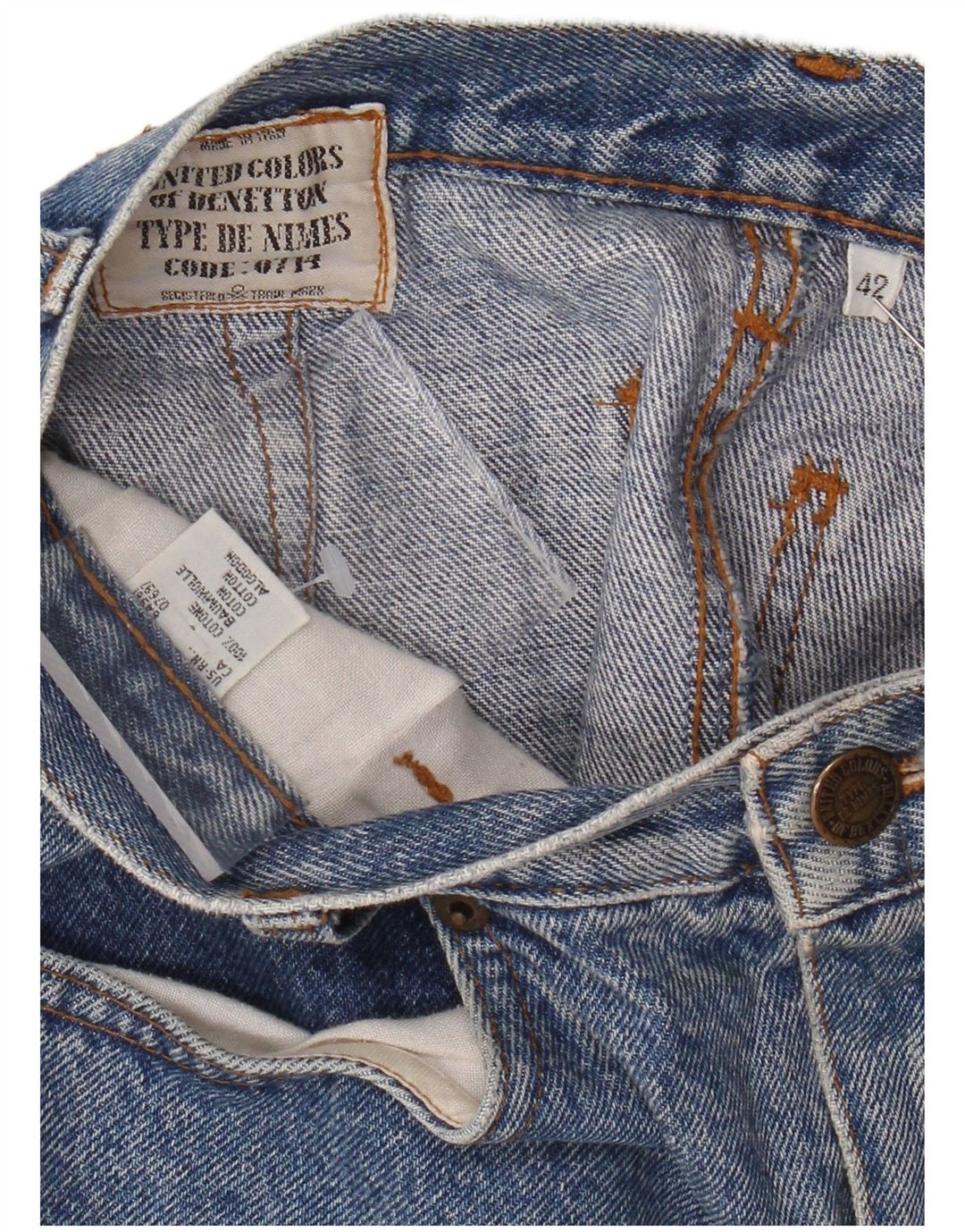 Fusta de blugi cu talie înaltă pentru femei BENETTON IT 42 Medium W26 Bumbac albastru