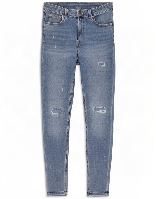 Marks & Spencer Blugi skinny distressed pentru femei UK 12 Medium W28 L27 Blue