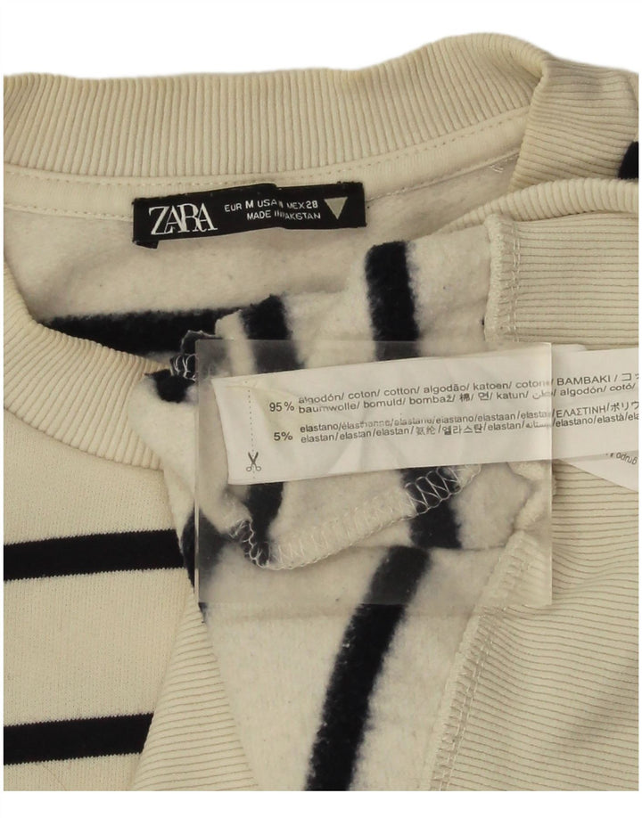 Pulover pentru damă Zara Crop Pulover UK 14 Bumbac cu dungi albe medii