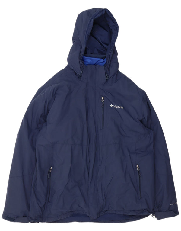 Jachetă de vânt cu glugă Columbia Omni-Tech pentru bărbați Marea Britanie 44 2XL Nailon bleumarin