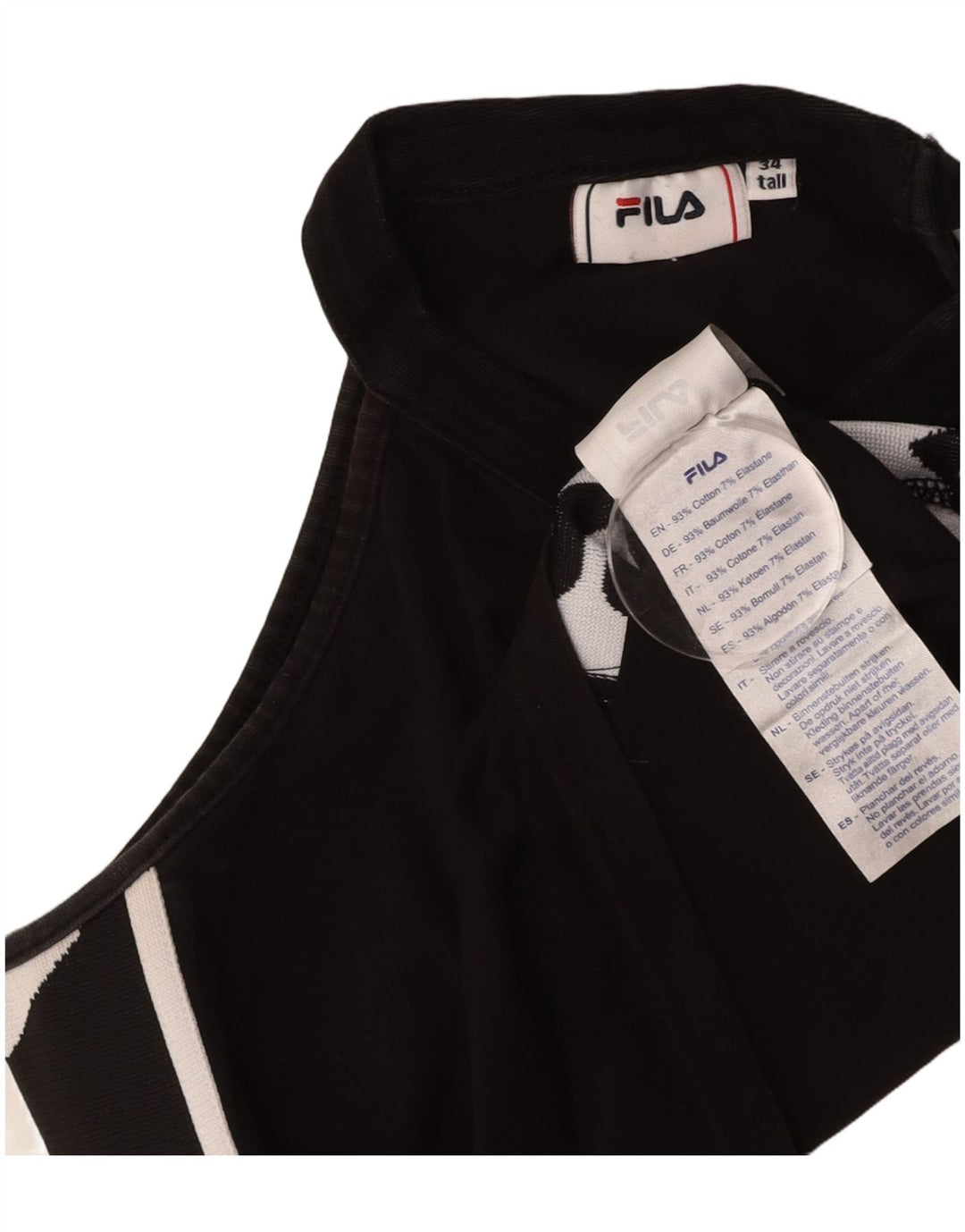 FILA Womens Graphic Crop Halter Top IT 34 2XS Black Cotton