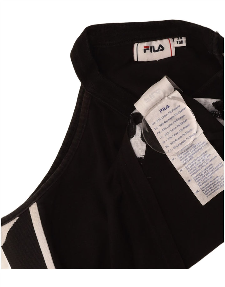 FILA Womens Graphic Crop Halter Top IT 34 2XS Black Cotton