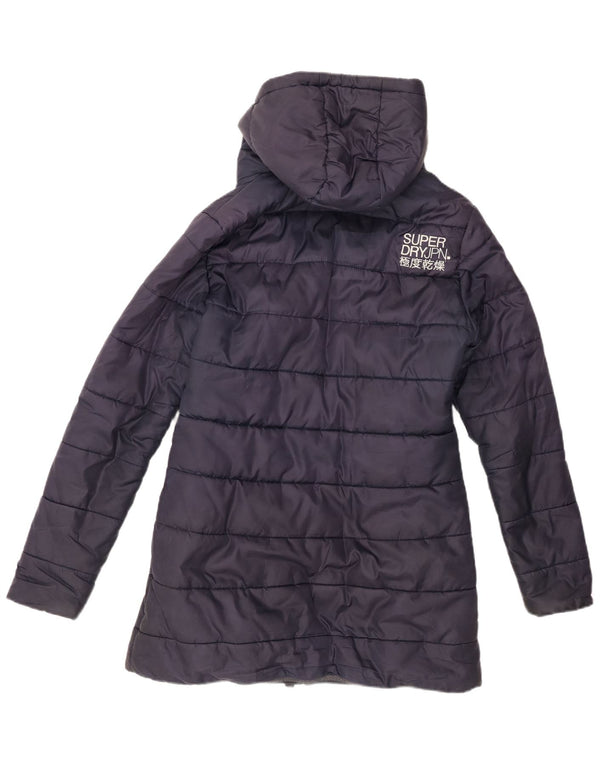 Palton căptușit cu glugă grafic Superdry pentru femei UK 14 Medium bleumarin iarnă