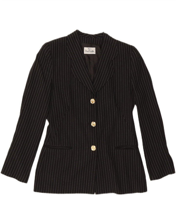 RENATO BALESTRA Jachetă Blazer pentru femei cu 3 nasturi IT 46 Large Black Pinstripe