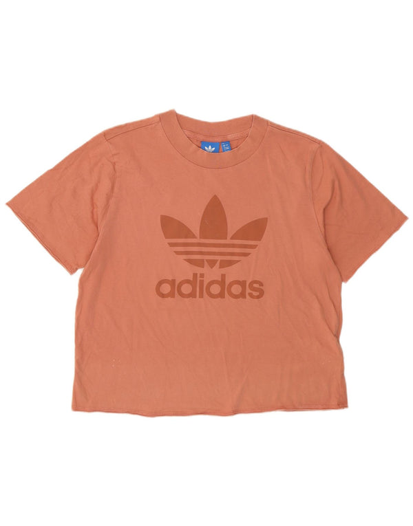 Tricou cu grafic crop Adidas pentru femei Top UK 8 Small Pink Bumbac