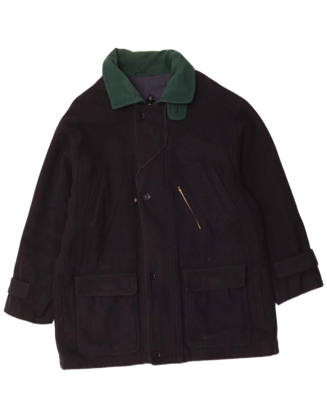 Pardesiu pentru bărbați VINTAGE UK 42 XL Lână bleumarin