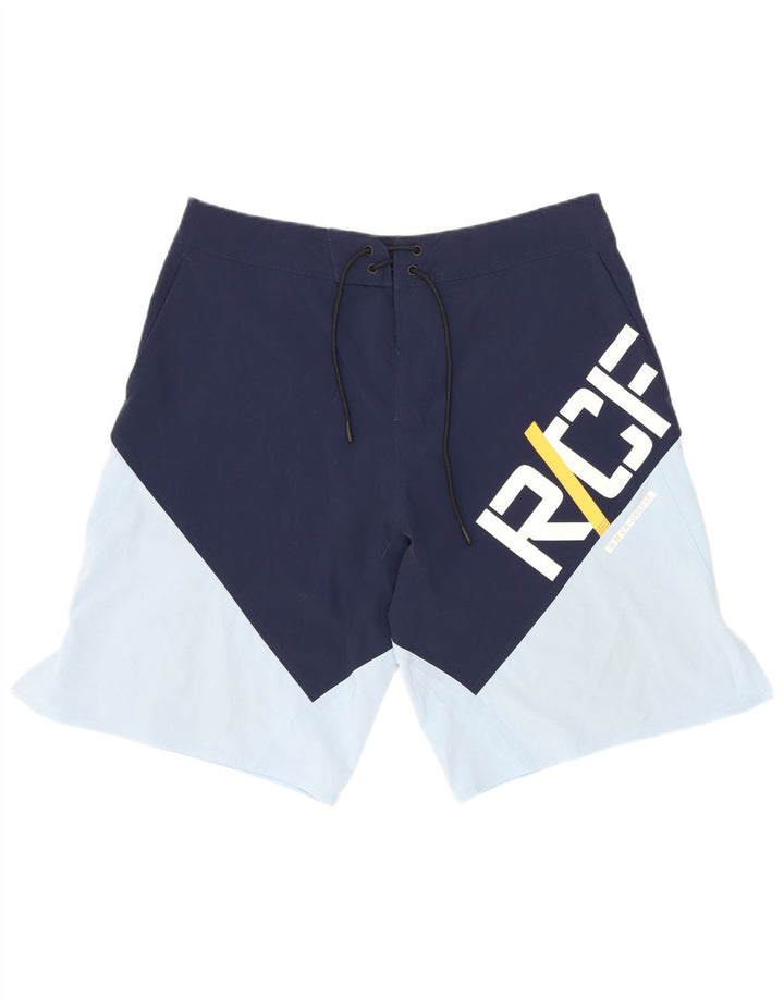 Pantaloni scurți de înot grafic Reebok pentru bărbați, albastru mediu, nailon color bloc